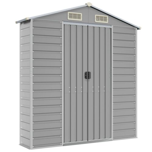 Garden Shed Light Grey 191x470x198cm Galvanised Steel - Image 8