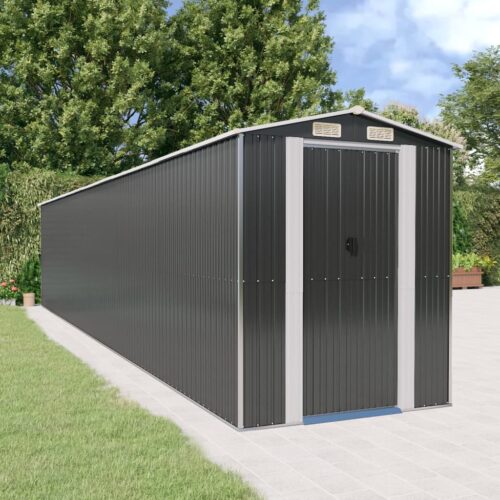 Garden Shed Anthracite 192x1021x223cm Galvanised Steel - Image 2