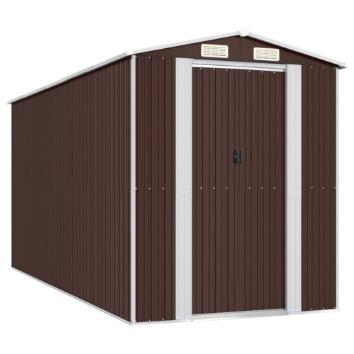 Garden Shed Dark Brown 192x440x223cm Galvanised Steel