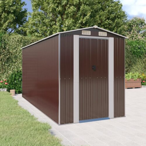 Garden Shed Dark Brown 192x440x223cm Galvanised Steel - Image 2
