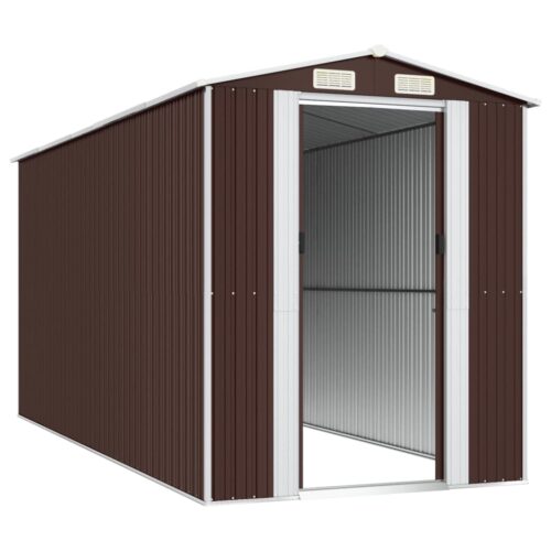 Garden Shed Dark Brown 192x440x223cm Galvanised Steel - Image 4