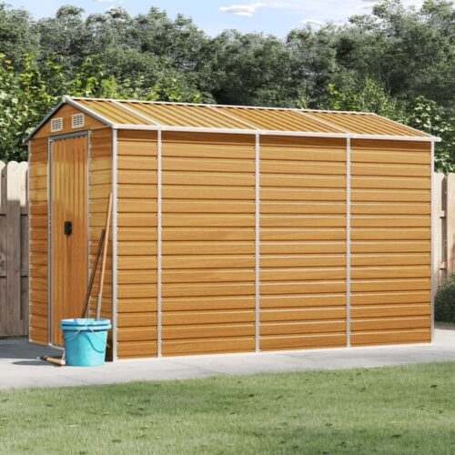 Garden Shed Light Brown 191x300x198cm Galvanised Steel - Image 2
