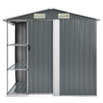 Garden Shed with Rack Grey 205x130x183cm Iron