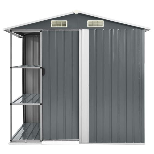 Garden Shed with Rack Grey 205x130x183cm Iron