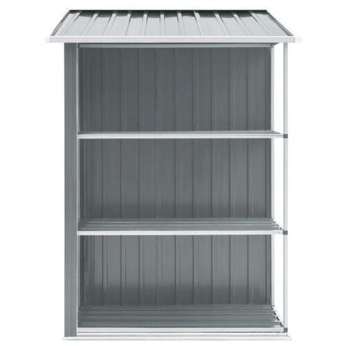 Garden Shed with Rack Grey 205x130x183cm Iron - Image 4