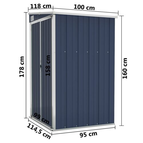 Wall-mounted Garden Shed Anthracite 118x100x178cm Steel - Image 7