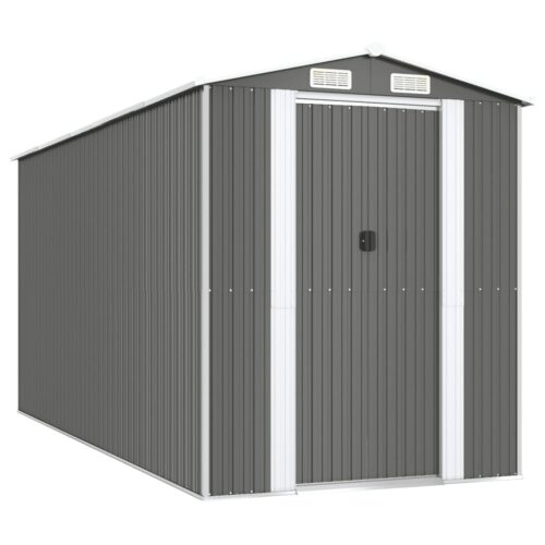 Garden Shed Light Grey 192x440x223cm Galvanised Steel
