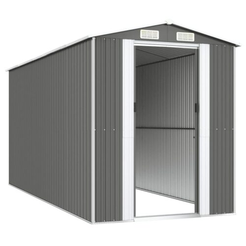 Garden Shed Light Grey 192x440x223cm Galvanised Steel - Image 4