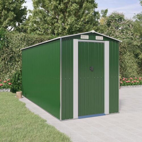 Garden Shed Green 192x440x223cm Galvanised Steel - Image 2