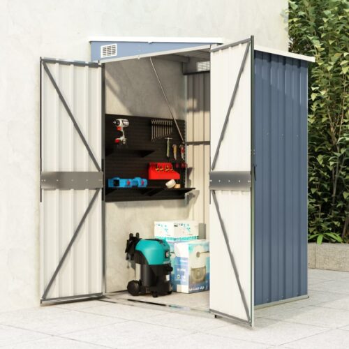 Wall-mounted Garden Shed Grey 118x100x178cm Galvanised Steel - Image 2