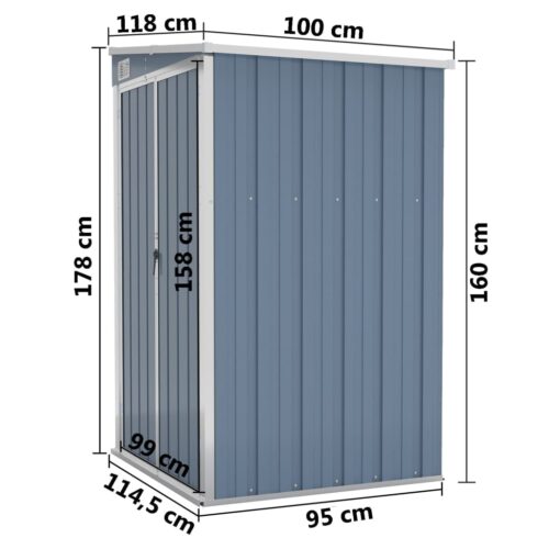 Wall-mounted Garden Shed Grey 118x100x178cm Galvanised Steel - Image 7
