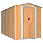 Garden Shed Light Brown 192x357x223cm Galvanised Steel