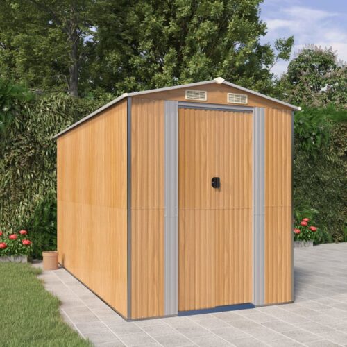 Garden Shed Light Brown 192x357x223cm Galvanised Steel - Image 2