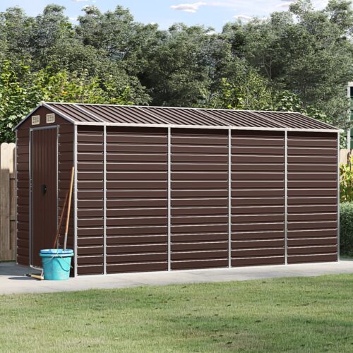 Garden Shed Brown 191x385x198cm Galvanised Steel - Image 2
