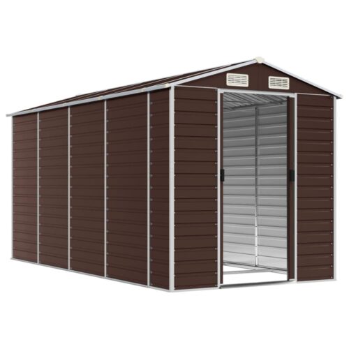 Garden Shed Brown 191x385x198cm Galvanised Steel - Image 3