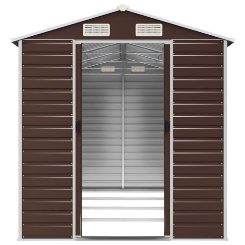 Garden Shed Brown 191x385x198cm Galvanised Steel - Image 5