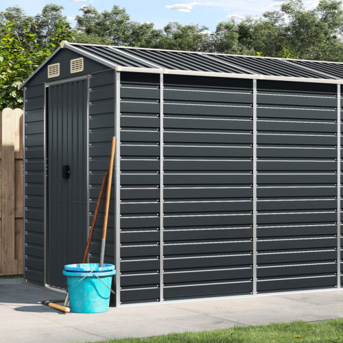 Garden Shed Anthracite 191x555x198cm Galvanised Steel - Image 2