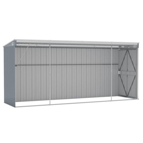 Wall-mounted Garden Shed Grey 118x382x178cm Galvanised Steel - Image 6