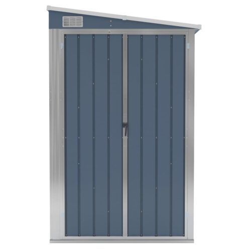 Wall-mounted Garden Shed Grey 118x194x178cm Galvanised Steel - Image 3
