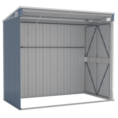 Wall-mounted Garden Shed Grey 118x194x178cm Galvanised Steel - Image 6