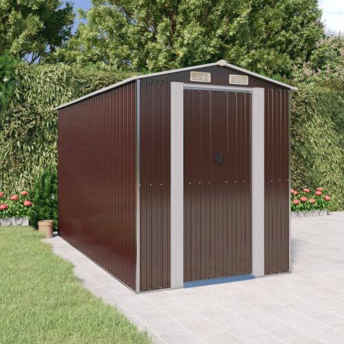 Garden Shed Dark Brown 192x357x223cm Galvanised Steel - Image 2