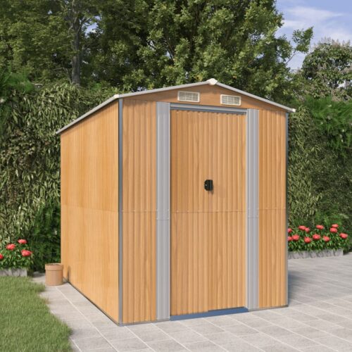 Garden Shed Light Brown 192x274x223cm Galvanised Steel - Image 2
