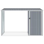 Garden Firewood Shed Grey 245x98x159cm Galvanised Steel
