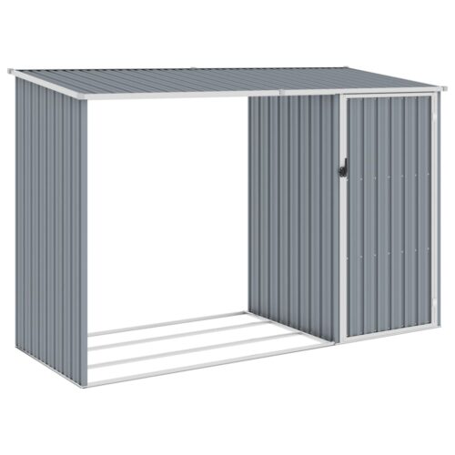 Garden Firewood Shed Grey 245x98x159cm Galvanised Steel - Image 2