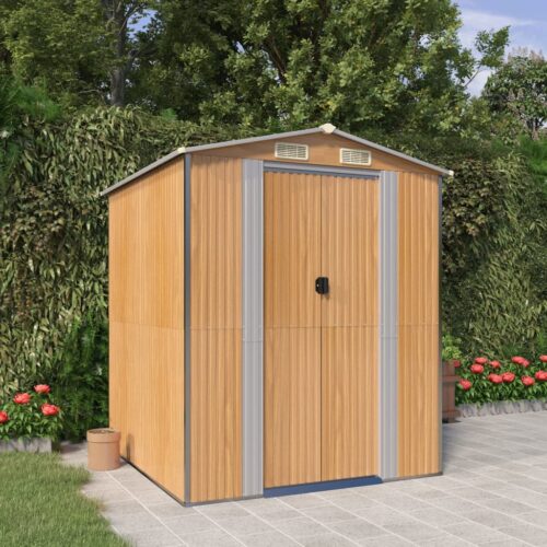 Garden Shed Light Brown 192x191x223cm Galvanised Steel - Image 2