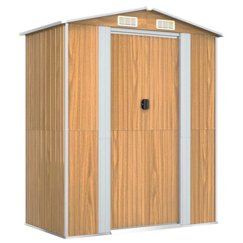 Garden Shed Light Brown 192x108x223cm Galvanised Steel