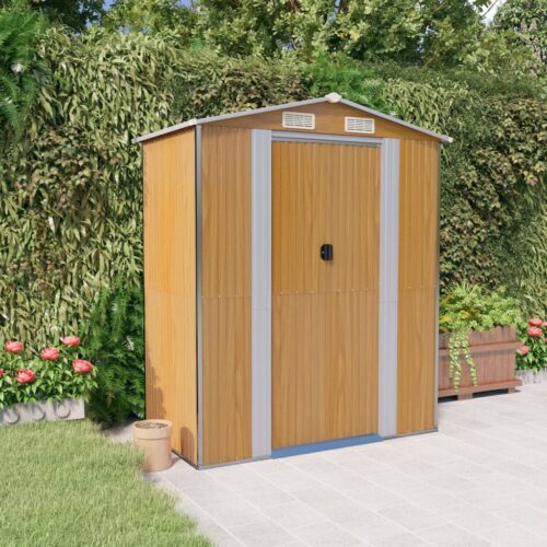 Garden Shed Light Brown 192x108x223cm Galvanised Steel - Image 2