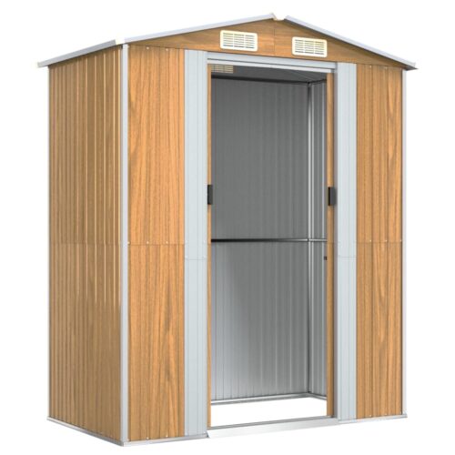 Garden Shed Light Brown 192x108x223cm Galvanised Steel - Image 6