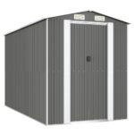 Garden Shed Light Grey 192x357x223cm Galvanised Steel