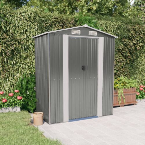 Garden Shed Light Grey 192x108x223cm Galvanised Steel - Image 2