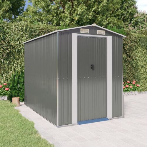 Garden Shed Light Grey 192x274x223cm Galvanised Steel - Image 2