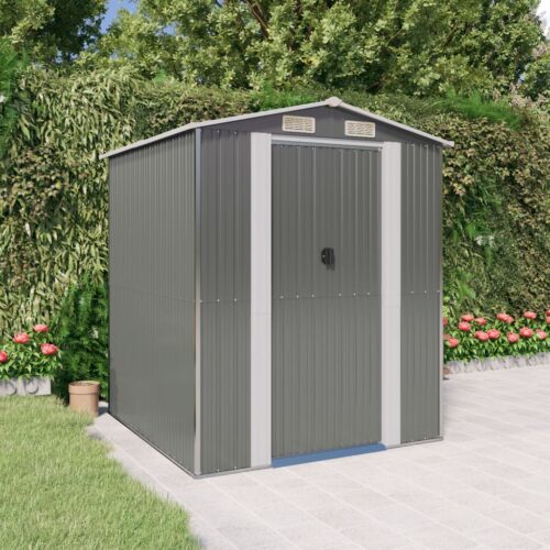 Garden Shed Light Grey 192x191x223cm Galvanised Steel - Image 2