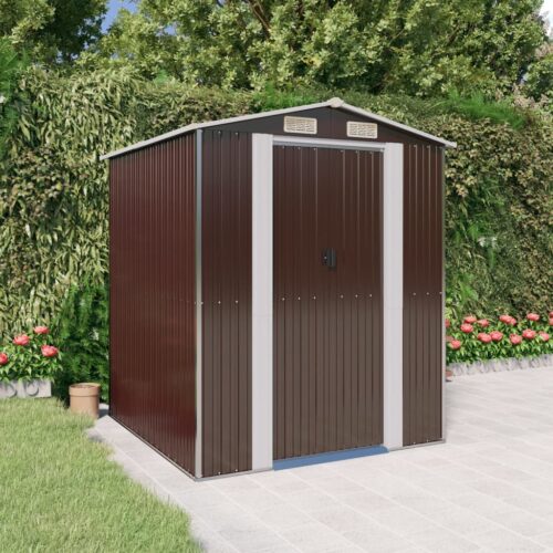 Garden Shed Dark Brown 192x191x223cm Galvanised Steel - Image 2