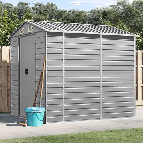Garden Shed Light Grey 191x215x198cm Galvanised Steel - Image 2