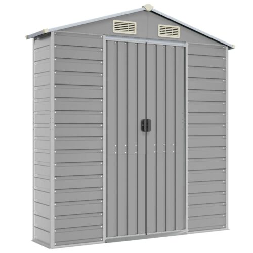 Garden Shed Light Grey 191x215x198cm Galvanised Steel - Image 8