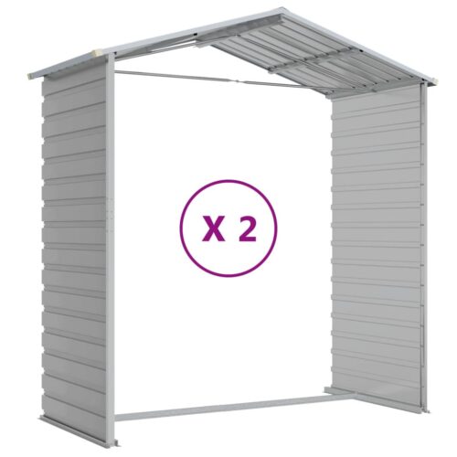 Garden Shed Light Grey 191x215x198cm Galvanised Steel - Image 9