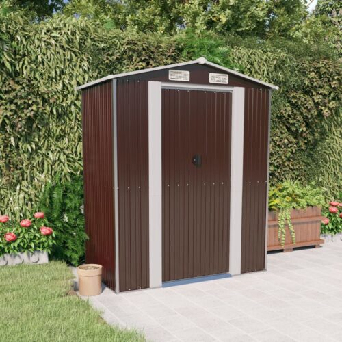 Garden Shed Dark Brown 192x108x223cm Galvanised Steel - Image 2