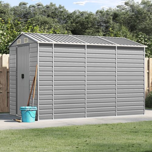 Garden Shed Light Grey 191x300x198cm Galvanised Steel - Image 2