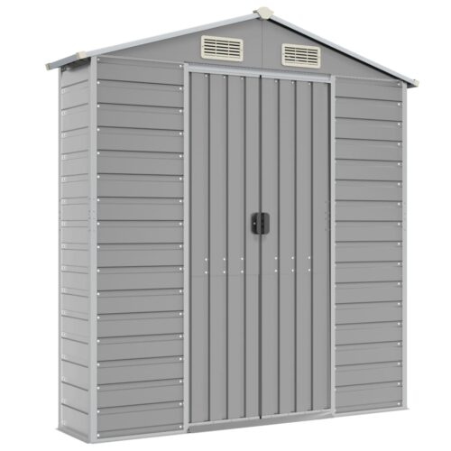 Garden Shed Light Grey 191x300x198cm Galvanised Steel - Image 8