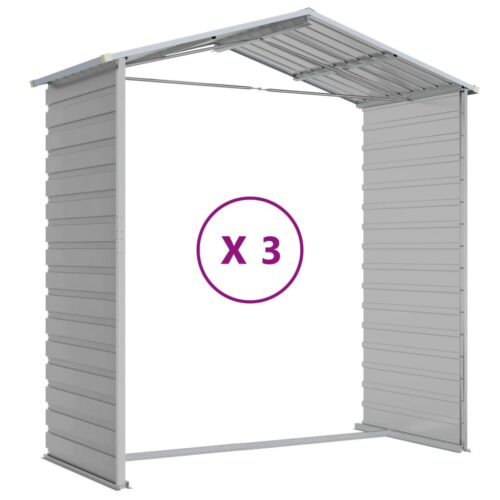 Garden Shed Light Grey 191x300x198cm Galvanised Steel - Image 9