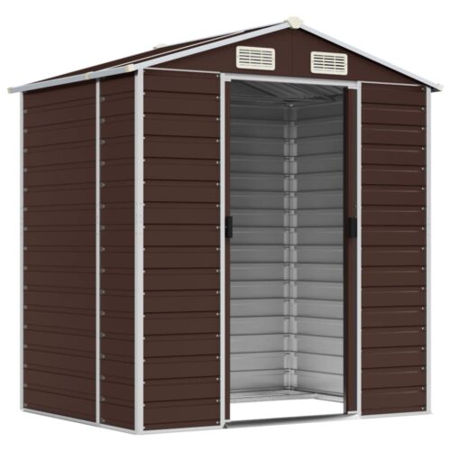 Garden Shed Brown 191x130x198cm Galvanised Steel - Image 3