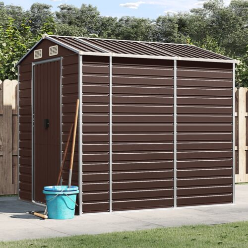 Garden Shed Brown 191x215x198cm Galvanised Steel - Image 2