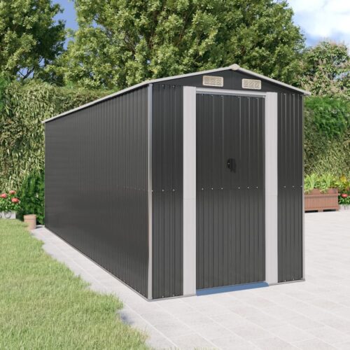 Garden Shed Anthracite 192x523x223cm Galvanised Steel - Image 2