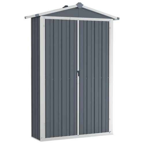 Garden Shed Grey 116x45x175cm Galvanised Steel