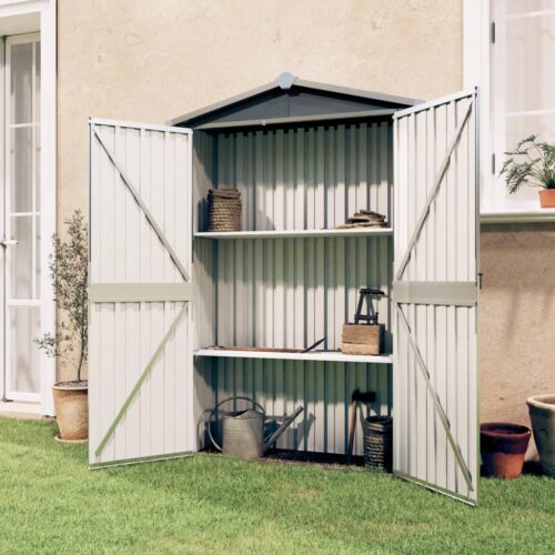 Garden Shed Grey 116x45x175cm Galvanised Steel - Image 2