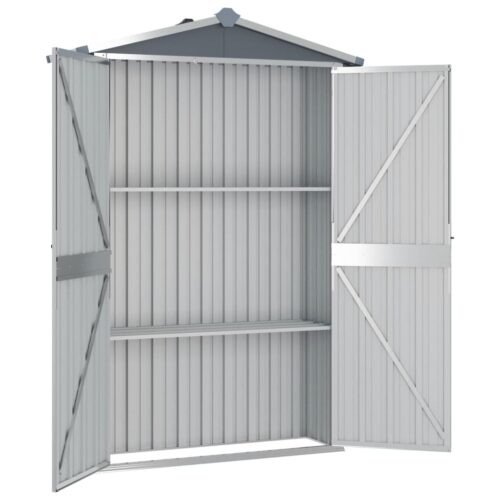 Garden Shed Grey 116x45x175cm Galvanised Steel - Image 3